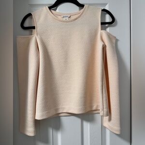 Club Monaco Cream Quilted Cold-Shoulder Long Sleeve Top – Size S